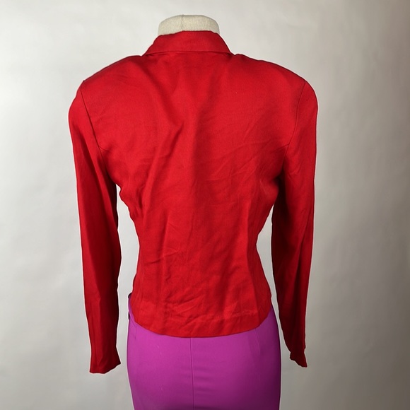 Vintage Red blazer silver buttons 80s - Picture 2 of 6